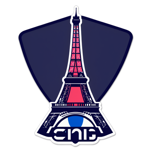 Stiker PSG Bergaya dengan Menara Eiffel