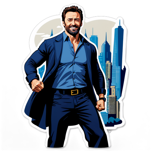Hugh Jackman Heltepose Med Bylandskab