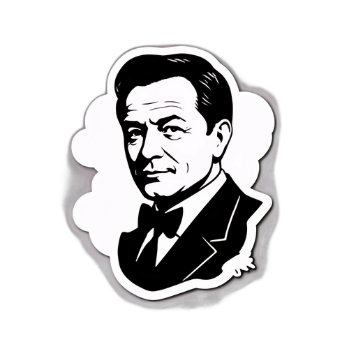 Минималистичная наклейка с силуэтом Дроздова и надписью "Классика в эфире!"