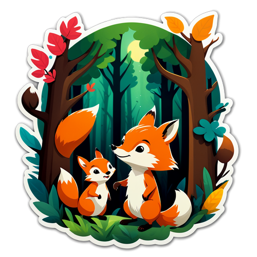 梦幻森林中的狐狸和小动物