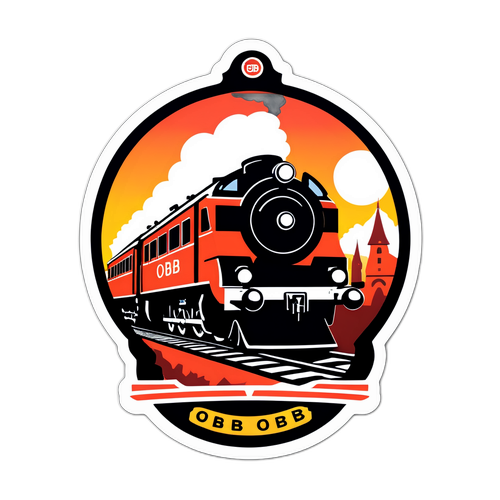 Nostalgischer Aufkleber mit Retro-Zügen der ÖBB – eine Hommage an die Reisegeschichte