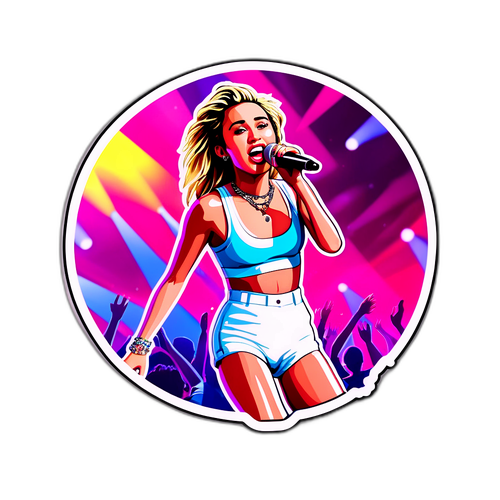 Vibrante adesivo di Miley Cyrus in concerto