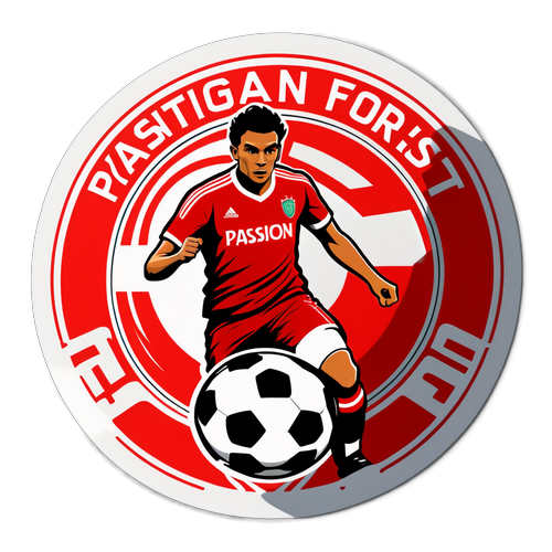 Sticker de Nottingham Forest con balón de fútbol y la palabra 'Pasión'