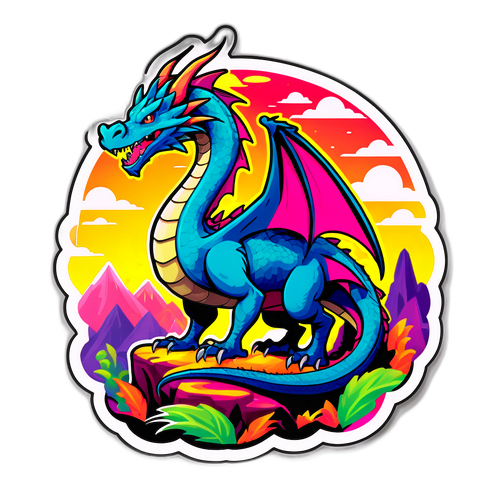 Dragonul vibrant în peisaj fantastic