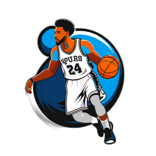 Adesivo Divertido de Jogador de Basquete dos Spurs em Ação