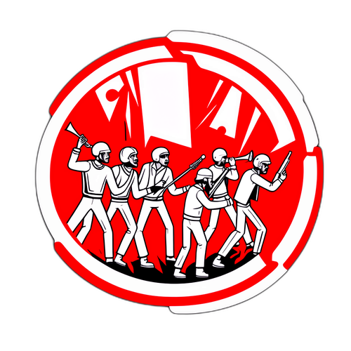 赤と白の歌合戦の裏側を描いたバックステージステッカー