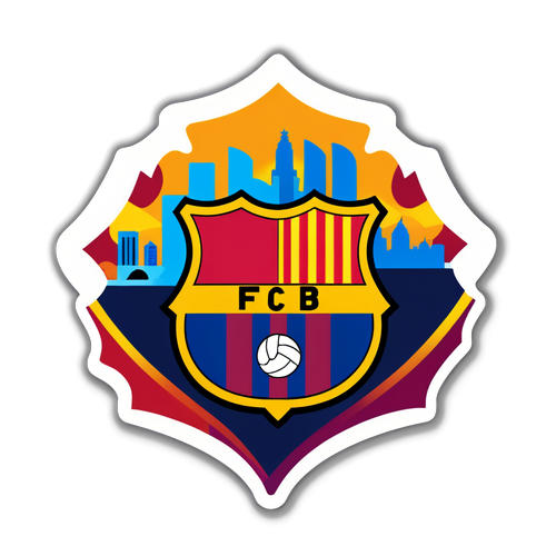 Sticker cu crestă FC Barcelona și peisajul orașului Valencia