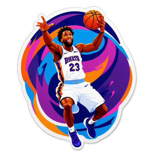 Mitchell Robinson Dunking Cartoon Sticker