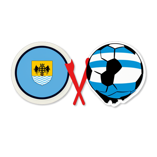 Sticker do jogo Lazio vs. Real Sociedad com bandeiras e bola de futebol