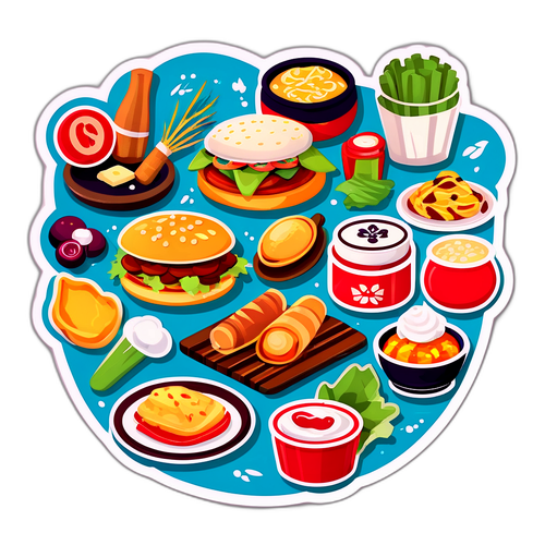 美食与地方文化主题贴纸