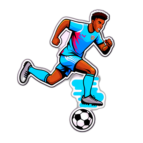 הוא דריבל בכדורגל וקופץ מעל מכשול