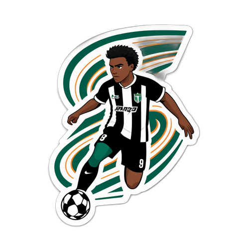 Concepto de sticker de jugador de fútbol en acción