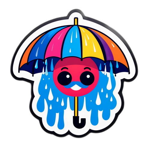 ใบหน้าฝนกับร่มสีสันสดใส