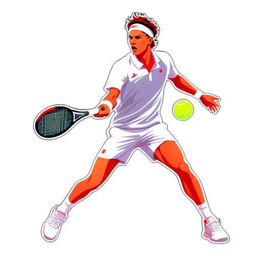 Autocolant Jannik Sinner în acțiune