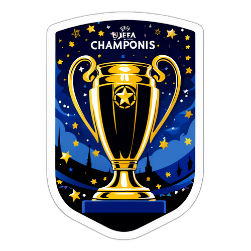 Tropi UEFA Champions League dengan Latar Belakang Malam Bertabur Bintang