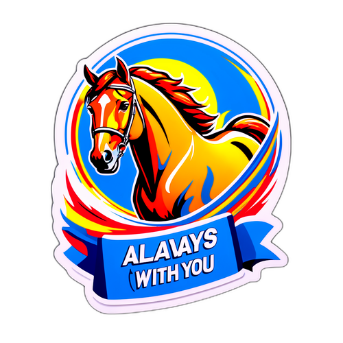 Un sticker de carrera con su caballo clásico
