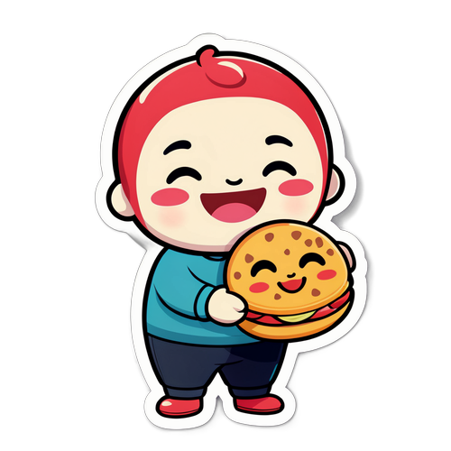 好きなアンパンを持つキャラクターの笑顔