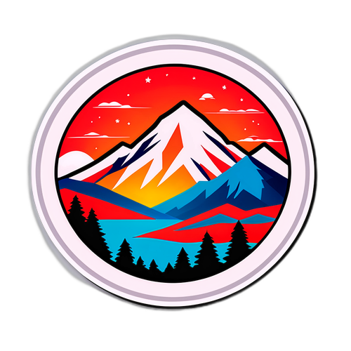 Дизайн с ярким пейзажем американских гор на фоне флага США