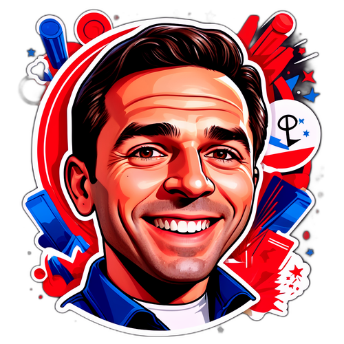 Caricature de Jordan Bardella avec un sourire complice