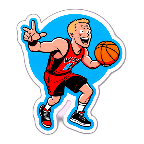 Cartoon Action Basketball Sticker