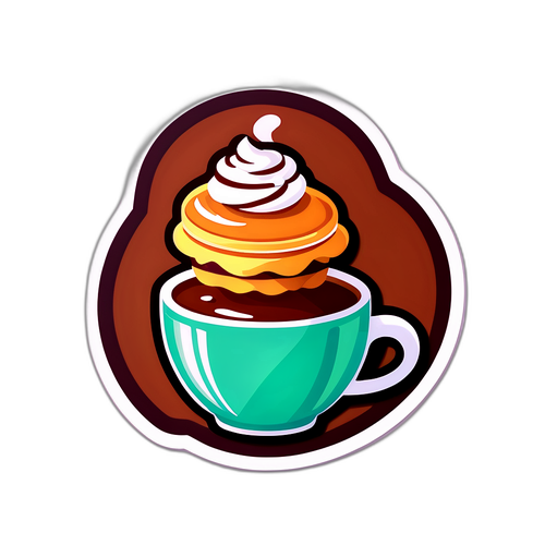 Thiết kế nhãn vòng bụng với biểu tượng cà phê và bánh pastry