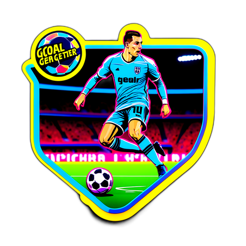 Neon-inspirerad sticker av Nikola Vasic som gör mål