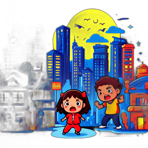 夜间城市地震场景