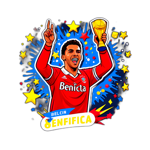 Een sticker van een iconisch Benfica-moment
