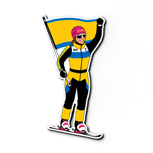 Upplev Stoltheten! Linn Svahn på Skidor - Fira Svenskt Skidåkande Med Denna Fantastiska Sticker!