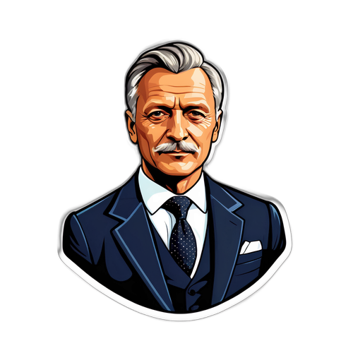 Sticker z stylizowanym portretem Jaceka Gmoche'a w eleganckim garniturze