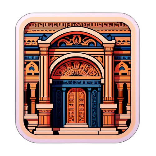 Наклейка з зображеннями давньої архітектури Ізмаїла, стилізована в сучасному дизайні