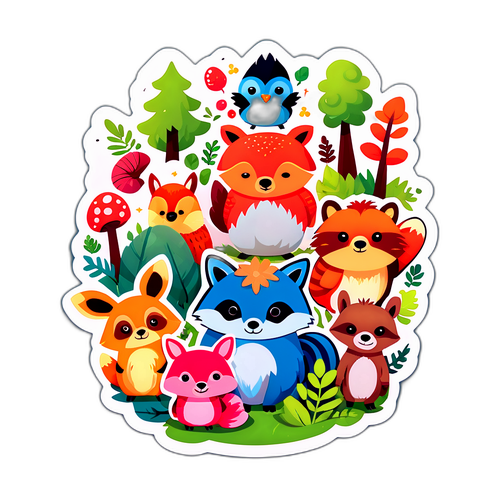 Serie di adesivi di animali bizzarri