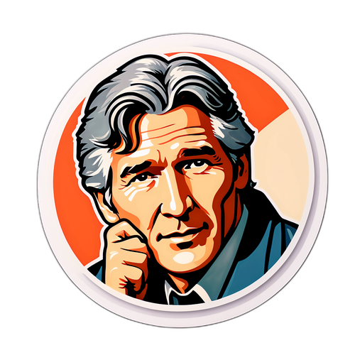 Stylizovaná nálepka Richarda Gera s klasickou filmovou tématikou v retro barvách