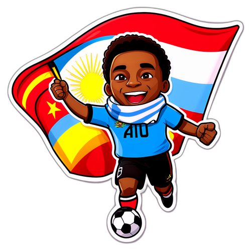 מדבקה של אוהד כדורגל משמח עבור 'אנגולה נגד ארגנטינה'