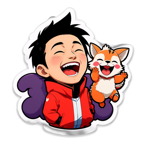 笑っている川島彰のイラストと動物のコスチュームを着たキャラクター