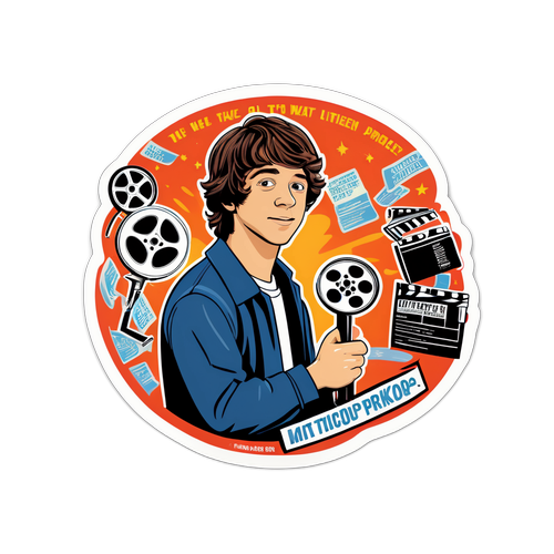 Un autocollant mettant en vedette Matt Prokop avec un rouleau de film