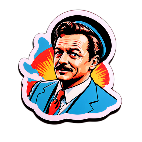 Samolepka s Davidem Prachařem v retro stylu