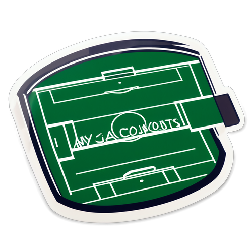 Sticker de un campo de fútbol con una línea de gol y el texto 'Cualquier gol cuenta'