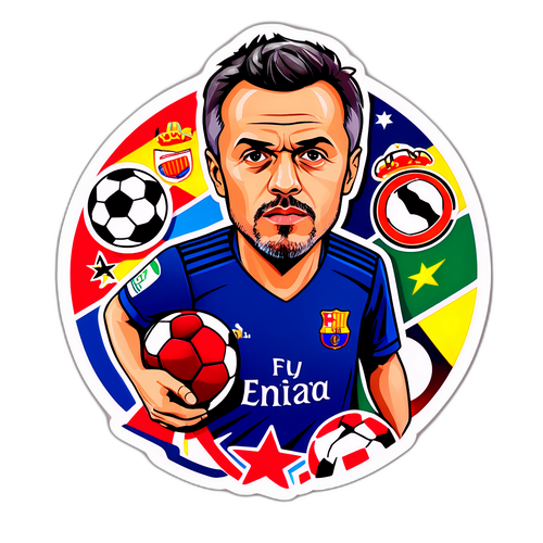 Sticker met Luis Enrique en Voetbalsymbolen