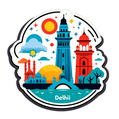 दिल्ली के अद्भुत स्थलों को मौसम के प्रतीकों में बदलते हुए स्टिकर