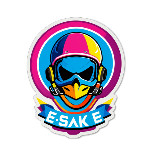 Λογότυπο E.S.A.K.E με έντονα χρώματα και αθλητικά αξεσουάρ