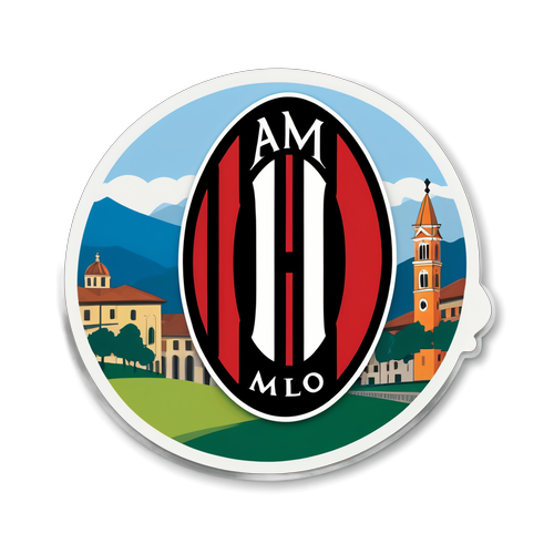 Stiker Logo AC Milan di Latar Belakang Kota Como