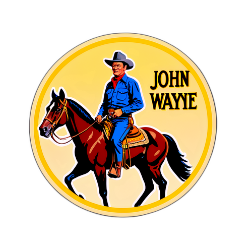 Autocollant vintage de John Wayne sur un cheval