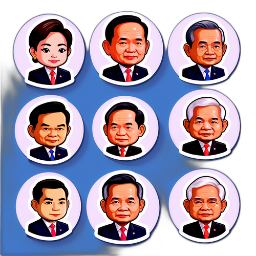 สติกเกอร์นายกรัฐมนตรีไทยที่มุ่งเน้นปัญหาต่างๆ ในการประชุม