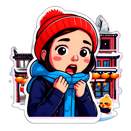 广东寒冷天气插画