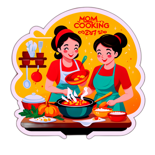 妈妈在厨房烹饪传统新年菜肴