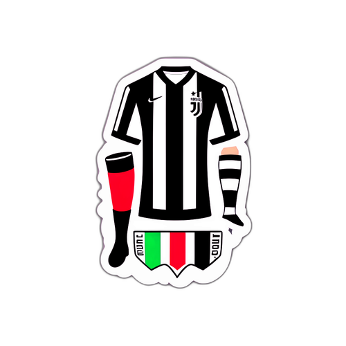 Σχεδίαση αυτοκόλλητου με μοντέρνα ρούχα και αξεσουάρ της Juventus για λάτρεις της μόδας