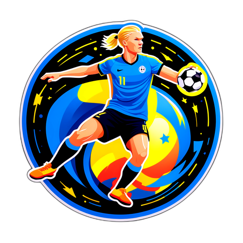 Haaland i en dynamisk skudposition