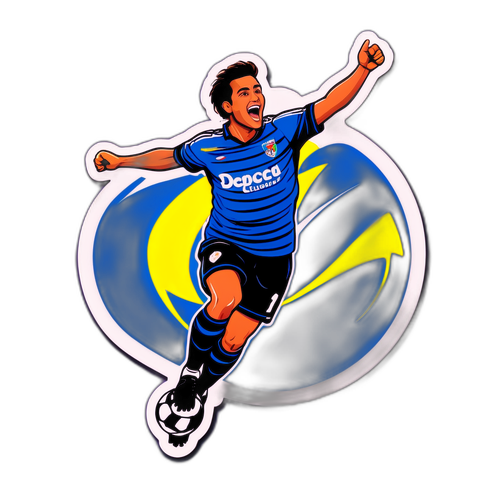Stiker Pemain Sepak Bola Merayakan Goal