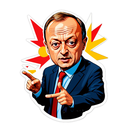 Friedrich Merz im dynamischen Cartoon-Stil